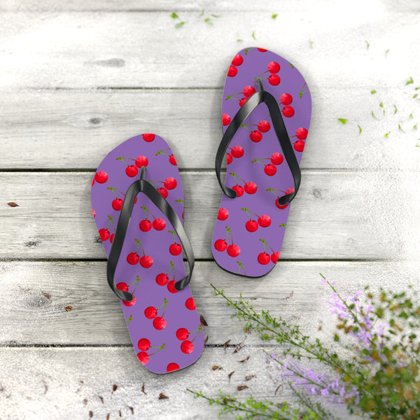 Stylish & durable flip flops for pool & beach, easy fit sandals for men & women, soft & comfortable foot sandals for everyday use - Cherry purple design