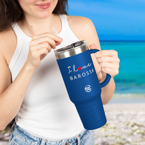 Premium Durable 40 oz (1.18 L) Insulated Stainless Steel Tumbler, Secure Straw Lid, Thermal travel Tumbler, BPA‑Free Straw Lid, Double Wall Hot & Cold, I love Barossa Design