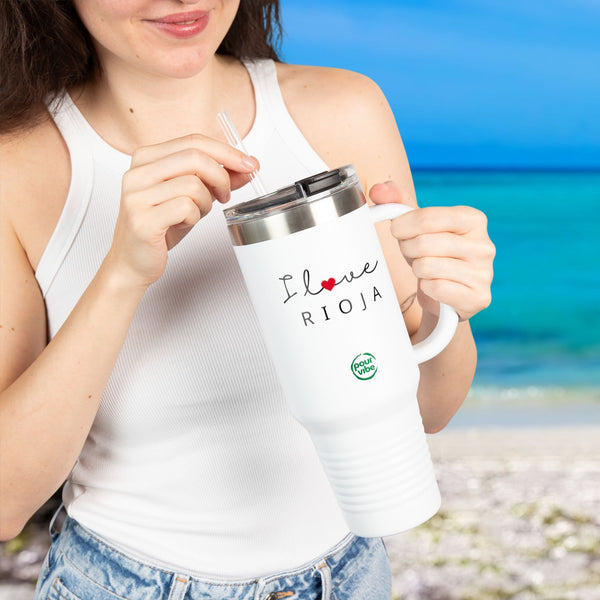 Premium Durable 40 oz (1.18 L) Insulated Stainless Steel Tumbler, Secure Straw Lid, Thermal travel Tumbler, BPA‑Free Straw Lid, Double Wall Hot & Cold, I love Rioja Design