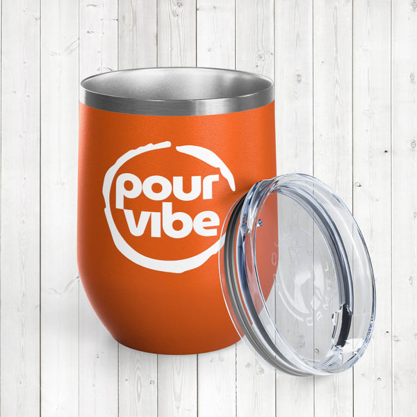 Stylish Insulated Wine Tumbler Cup, Durable Stainless Steel Travel Mug with Lid, Double Wall for Hot or Cold Drinks, Perfect for Wine, Cocktails or Coffee and More, Pourvibe White