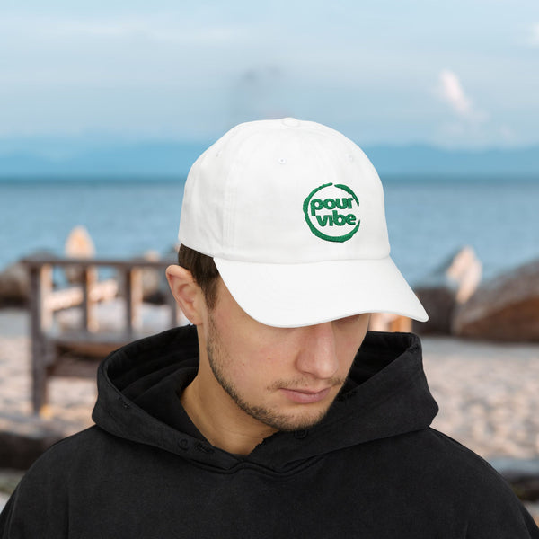 Stylish Classic Cap for Men & Women, 100% Cotton, Breathable, Adjustable Strap, All-Season Fit, Permacurv® Visor, Clean Look Pour Vibe embroidered GreenDesign