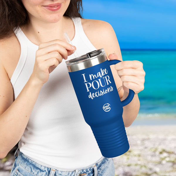Premium Durable 40 oz (1.18 L) Insulated Stainless Steel Tumbler, Secure Straw Lid, Thermal travel Tumbler, BPA‑Free Straw Lid, Double Wall Hot & Cold, I make pour decisions