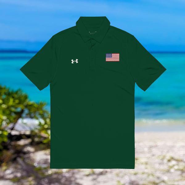 Under Armour® Men Performance Polo Shirt, Embroidery USA Flag, United States Design, breathable anti-odor, perfect for golf, tennis, or everyday wear
