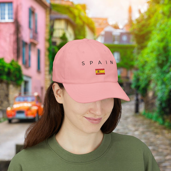 Stylish Classic Cap for Men & Women, Spain, 100% Cotton, Breathable, Adjustable Strap, All-Season Fit, Permacurv® Visor, Clean Look with Embroidered Design, Spain