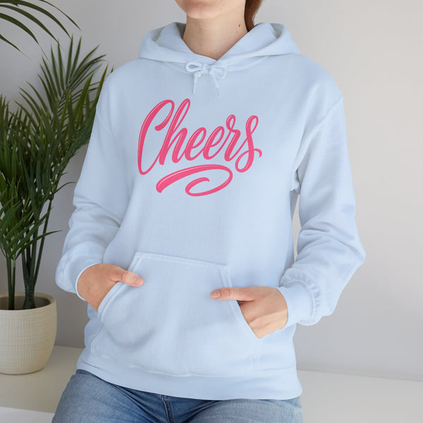 Hoodie for Women, funny saying, Durable Soft Cotton-Poly Blend hoodie with Pocket for All Season, Casual Wear, Ethically Made, Cheers Pink Design