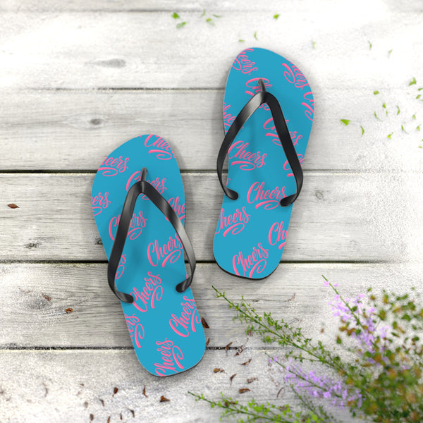 Stylish & durable flip flops for pool & beach, easy fit sandals for men & women, soft & comfortable foot sandals for everyday use - cheers ocean blue design