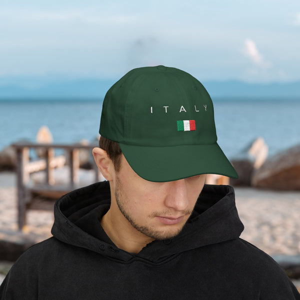 Stylish Classic Cap for Men & Women, Italy, 100% Cotton, Breathable, Adjustable Strap, All-Season Fit, Permacurv® Visor, Clean Look with Embroidered Design, Italy flag