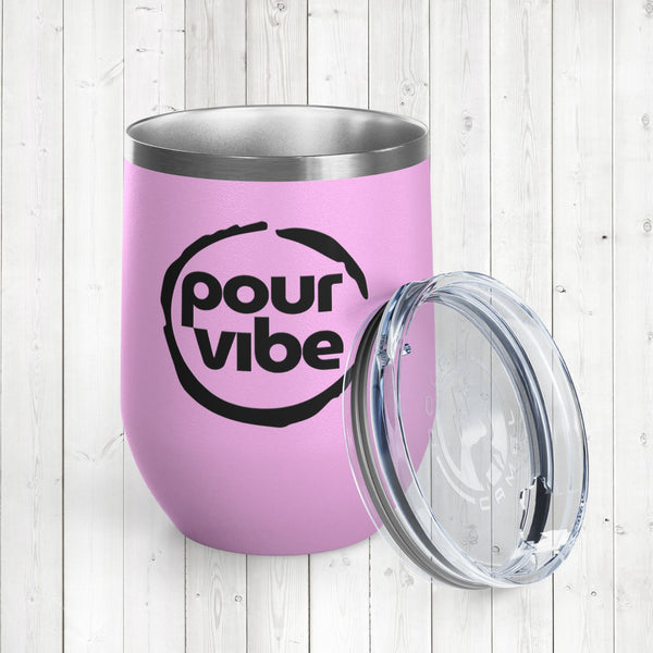 Stylish Insulated Wine Tumbler Cup, Durable Stainless Steel Travel Mug with Lid, Double Wall for Hot or Cold Drinks, Perfect for Wine, Cocktails or Coffee and More, Pourvibe Black
