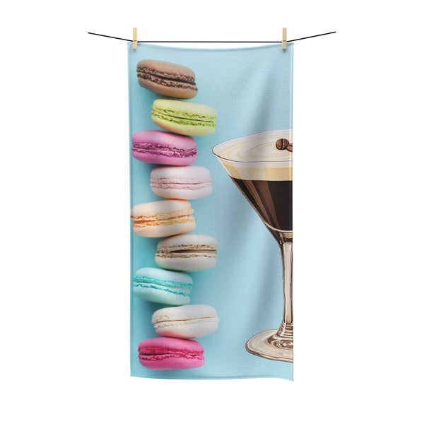 Luxury Beach Towel for Summer, Soft & Absorbent Quick-Dry Cotton Towel for Beach, Pool, Spa, or Everyday Comfort, Lightweight & Stylish Towel - Sweet Mavarons & Espresso Martini Design