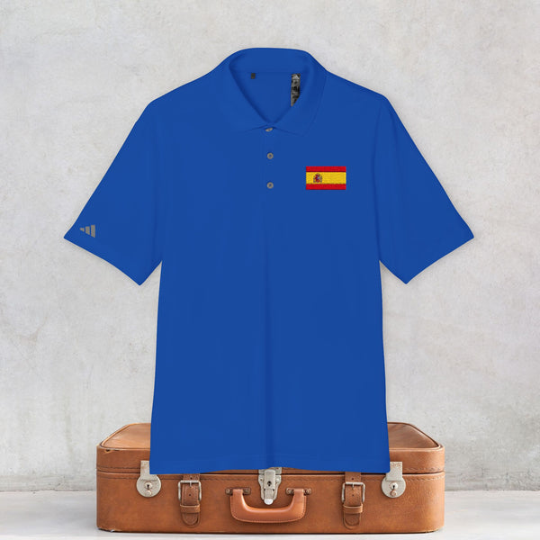 Adidas® Unisex Performance Polo Shirt, Stylish, Cool & Quick-Dry Comfort, UPF 50+ Sun Protection, Golf Polo, Spain Flag Design Embroidery
