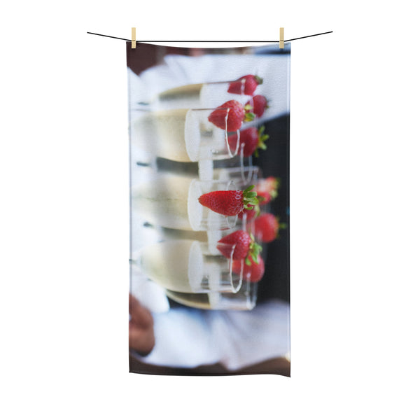 Luxury Beach Towel for Summer, Soft & Absorbent Quick-Dry Cotton Towel for Beach, Pool, Spa, or Everyday Comfort, Lightweight & Stylish Towel - Champagne Strawberry Design
