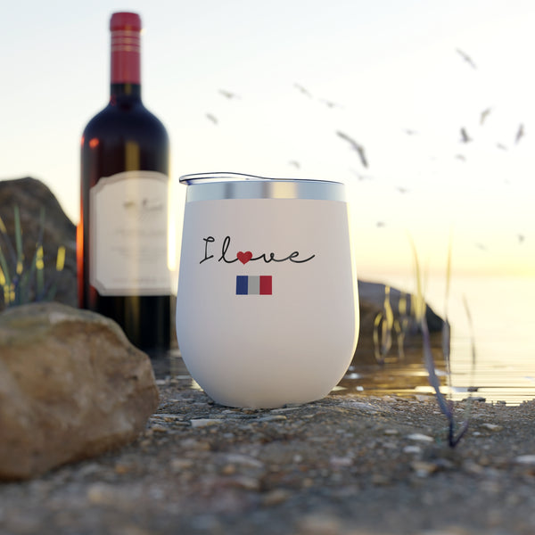 Stylish Durable & Insulated Stainless Steel Tumbler Cup, BPA-Free, Double-Wall Copper Vacuum, Hot & Cold Drinks, Wine, Cocktails, Coffee, I love France Design
