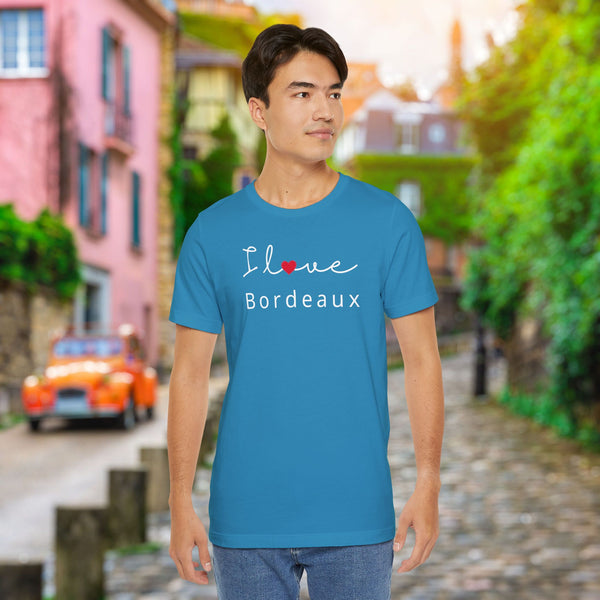 Premium T-Shirt for men, I love Bordeaux, France Design, Soft & Stylish French Tee, Comfy Graphic Shirt, France Flag, France Gift tee, Bordeaux gift