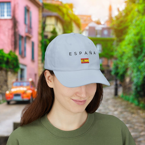 Stylish Classic Cap for Men & Women, Espana, 100% Cotton, Breathable, Adjustable Strap, All-Season Fit, Permacurv® Visor, Clean Look with Embroidered Design, Spain Flag