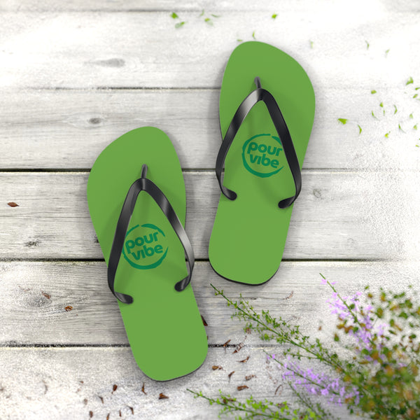 Stylish & durable flip flops for pool & beach, easy fit sandals for men & women, soft & comfortable foot sandals for everyday use - pourvibe green on green design