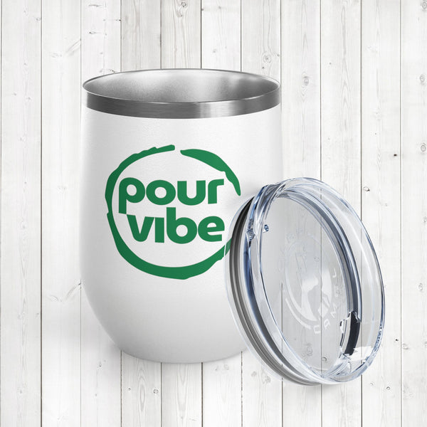 Stylish Insulated Wine Tumbler Cup, Durable Stainless Steel Travel Mug with Lid, Double Wall for Hot or Cold Drinks, Perfect for Wine, Cocktails or Coffee and More, Pourvibe Green