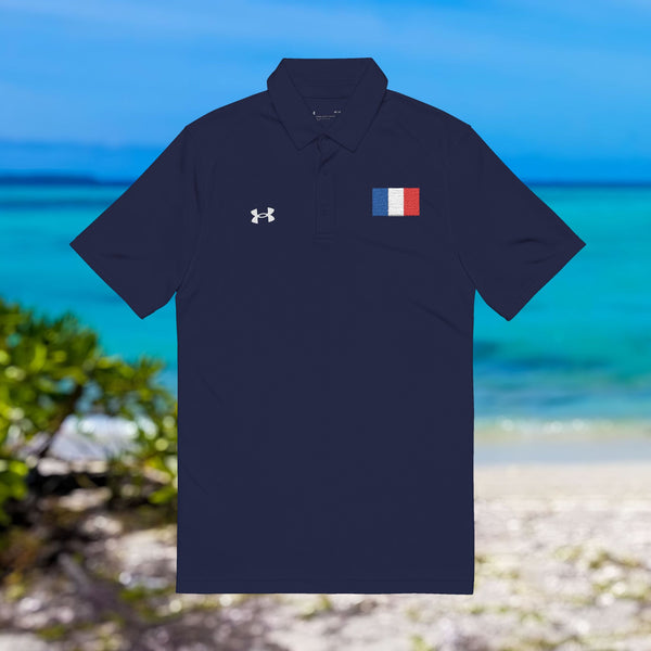 Under Armour® Men Performance Polo Shirt, Embroidery France Flag Design, breathable anti-odor, perfect for golf, tennis, or everyday wear
