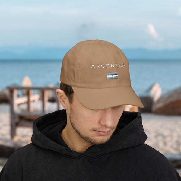 Stylish Classic Cap for Men & Women, Argentina, 100% Cotton, Breathable, Adjustable Strap, All-Season Fit, Permacurv® Visor, Clean Look with Embroidered Design, Argentina flag