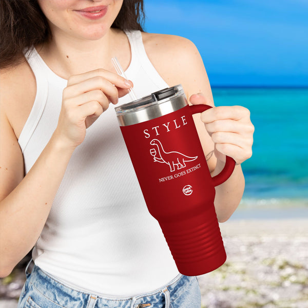 Premium Durable 40 oz (1.18 L) Insulated Stainless Steel Tumbler, Secure Straw Lid, Thermal travel Tumbler, BPA‑Free Straw Lid, Double Wall Hot & Cold, Style Dinosaur