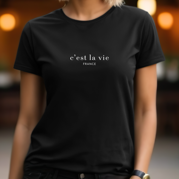 Premium T-Shirt for Women, France C'est la vie Design, Soft & Stylish Tee, Comfy Graphic Shirt, Saying, Shirt Gift