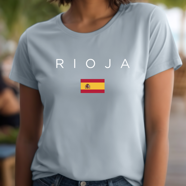 Premium Rioja T-Shirt for Women, Soft Stylish Wine Lover Tee, Rioja, Spain Flag, Graphic Tee Design, Comfy Fun Shirt, Spain Gift