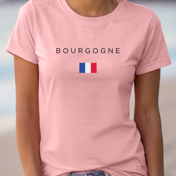 Premium T-Shirt for Women, Soft Stylish Bourgogne Lover Tee, France, Graphic Tee, Comfy Fun Shirt, France Flag Gift
