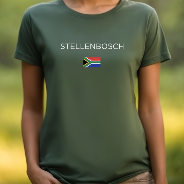 Premium T-Shirt for Women, Stellenbosch Design, Soft Stylish Tee, South Africa Flag, Graphic Tee, Saying, Shirt South Africa Gift