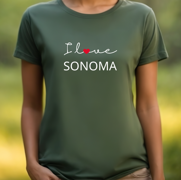Premium T-Shirt for Women, Stylish American Tee, United States, Graphic Shirt, USA Flag Design, USA Gift, I love Sonoma