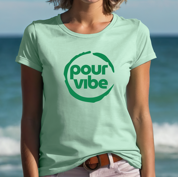 Premium T-Shirt for Women, Design, Cute & Stylish love Tee, Graphic Shirt, Shirt Gift - Pour Wine Design L Green