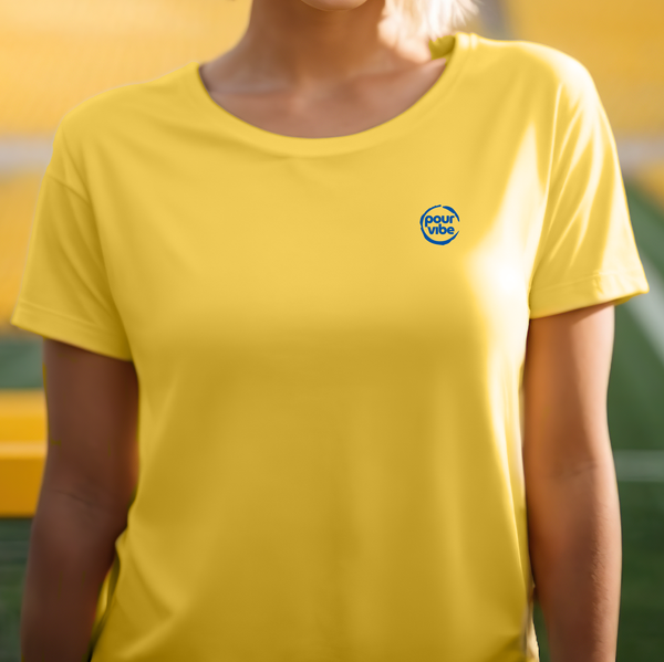 Premium T-Shirt for Women, Design, Cute & Stylish love Tee, Graphic Shirt, Shirt Gift - Pour Wine Design S Yellow & Blue