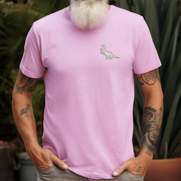 Premium T-Shirt for men, Funny Design, Stylish Tee, Wine Lover Shirt, Saying, Shirt Sarcastic Gift, small Dinosaur wine Green