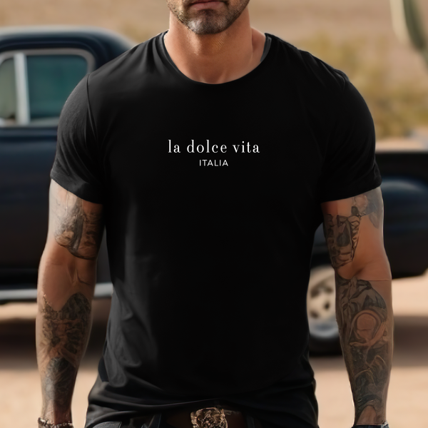 Premium T-Shirt for men, Funny Design, Stylish Tee, Wine Lover Shirt, Saying, Shirt Sarcastic Gift, la dolce vita Italy