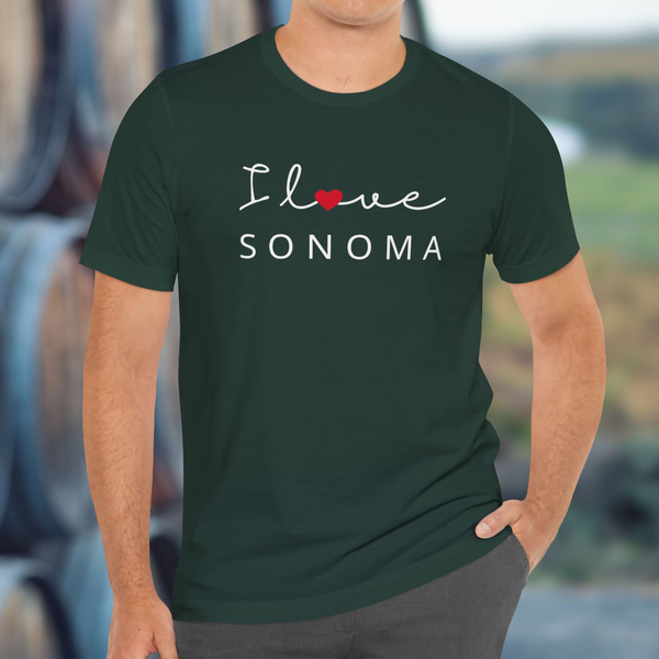 Premium T-Shirt for men, I love Sonoma, USA Design, Stylish American Tee, Comfy Shirt, USA Flag, USA Gift tee, Sonoma gift