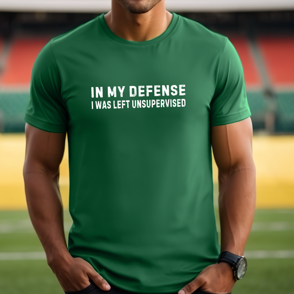 Premium T-Shirt for men, Funny Design, Stylish Tee, Joke Graphic Shirt, Saying, Shirt Sarcastic Gift, In my defense