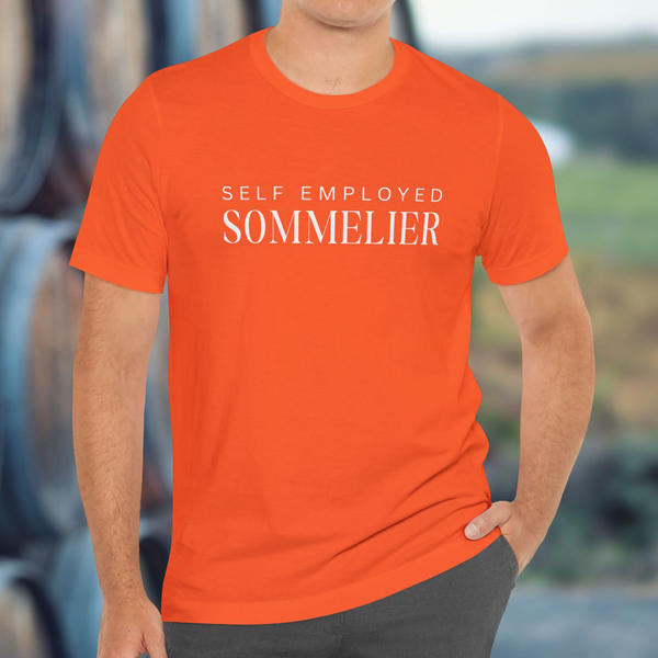 Premium T-Shirt for men, Funny Design, Stylish Tee, Joke Shirt, Saying, Shirt Sarcastic Gift, Self employed sommelier