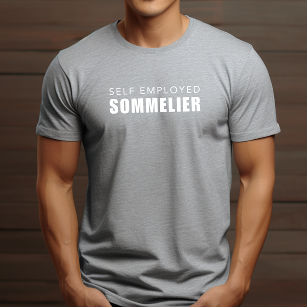 Premium T-Shirt for men, Funny Design, Stylish Tee, Joke Shirt, Saying, Shirt Sarcastic Gift, Self employed sommelier 2