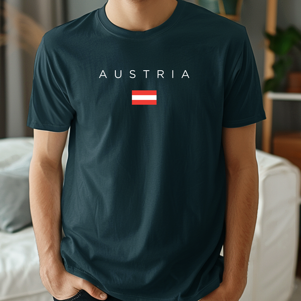 Premium T-Shirt for Men, Austria Design, Stylish Austrian Tee, Comfy Graphic Shirt, Austria Flag, Austria Gift Tee