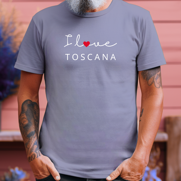 Premium T-Shirt for Men, I love Toscana, Italy Design, Stylish Italian Tee, Wine Lover Shirt, Italy Flag, Tuscany gift