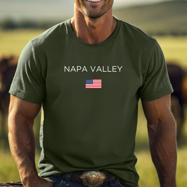 Premium T-Shirt for Men, Napa Valley, USA Design, Stylish Tee, Wine Lover Shirt, USA Flag, USA Gift, Napa Valley