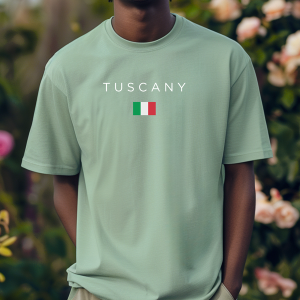Premium T-Shirt for Men, Tuscany, Italy Design, Stylish Italian Tee, Wine Lover Shirt, Italy Flag, Italy Gift Tee, Tuscany gift