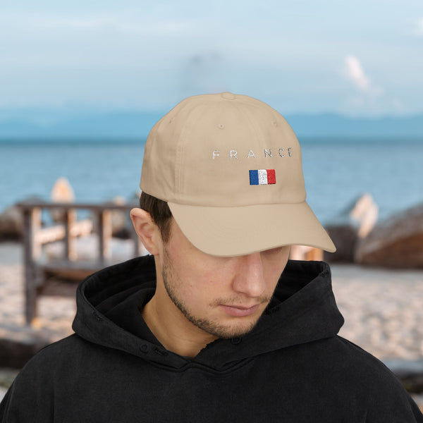 Stylish Classic Cap for Men & Women, France, 100% Cotton, Breathable, Adjustable Strap, All-Season Fit, Permacurv® Visor, Clean Look with Embroidered Design, France