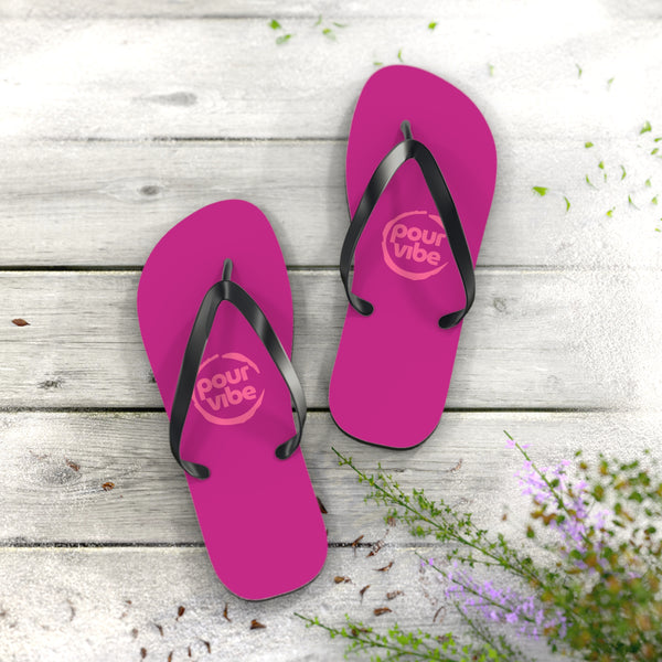 Stylish & durable flip flops for pool & beach, easy fit sandals for men & women, soft & comfortable foot sandals for everyday use - pourvibe pink on pink design