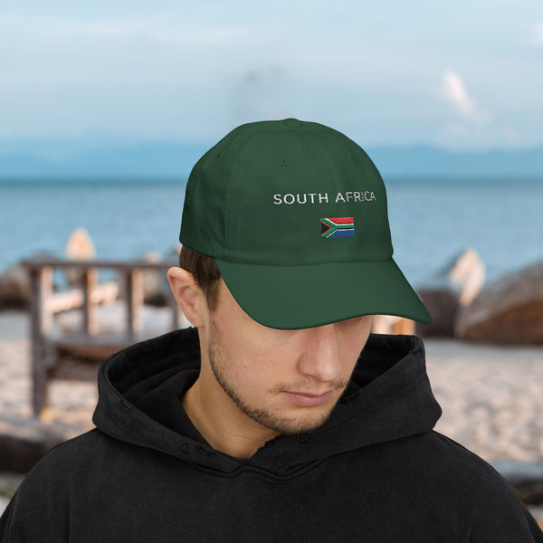 Stylish Classic Cap for Men & Women, South Africa, 100% Cotton, Breathable, Adjustable Strap, All-Season Fit, Permacurv® Visor, Clean Look with Embroidered Design, South Africa flag