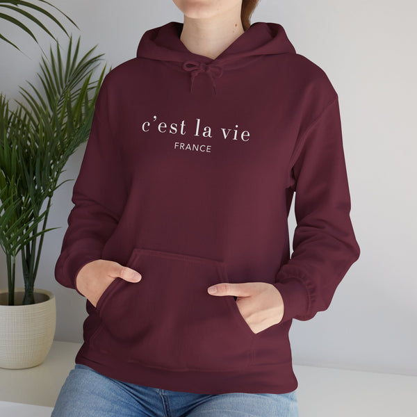 Hoodie for Women, funny saying, Durable Soft Cotton-Poly Blend hoodie with Pocket for All Season, Casual Wear, Ethically Ces't la vie France Design