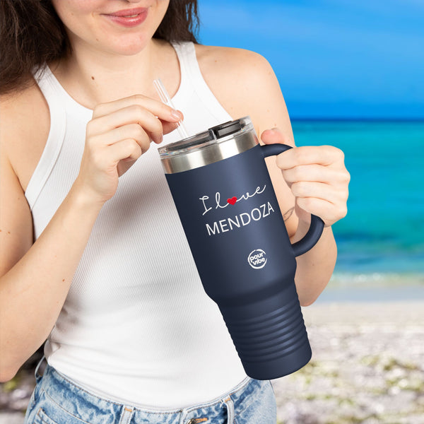Premium Durable 40 oz (1.18 L) Insulated Stainless Steel Tumbler, Secure Straw Lid, Thermal travel Tumbler, BPA‑Free Straw Lid, Double Wall Hot & Cold, I love Mendoza Design
