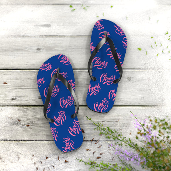Stylish & durable flip flops for pool & beach, easy fit sandals for men & women, soft & comfortable foot sandals for everyday use - cheers navy design