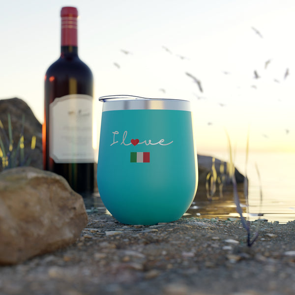 Stylish Durable & Insulated Stainless Steel Tumbler Cup, BPA-Free, Double-Wall Copper Vacuum, Hot & Cold Drinks, Wine, Cocktails, Coffee, I love Italy Design