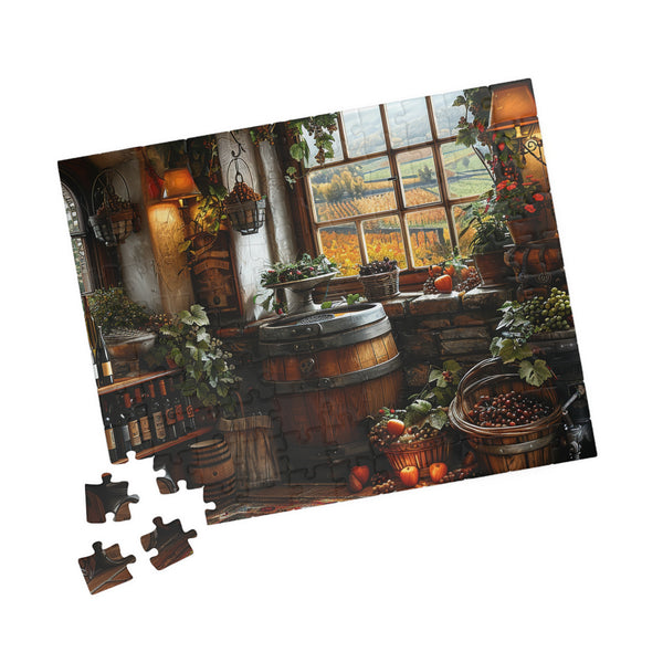 Charming vintage puzzle, 110, 252, 520, 1014 piece, (L) cozy rustic vineyard, family jigsaw puzzle for adults & kids, wine puzzle game, glossy laminated puzzle