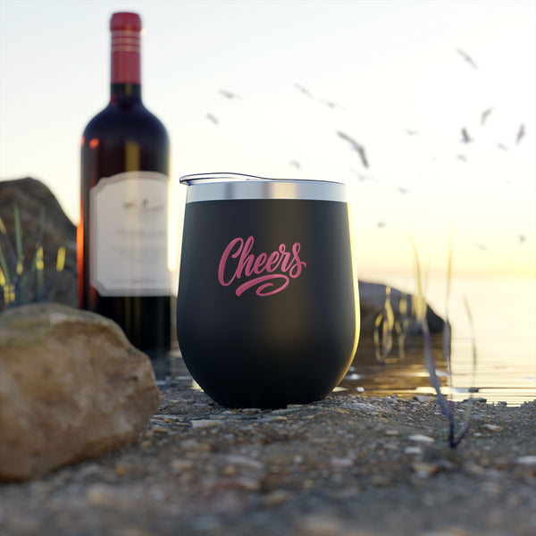Stylish Durable & Insulated Stainless Steel Tumbler Cup, BPA-Free, Double-Wall Copper Vacuum, Hot & Cold Drinks, Wine, Cocktails, Coffee, cheers Design