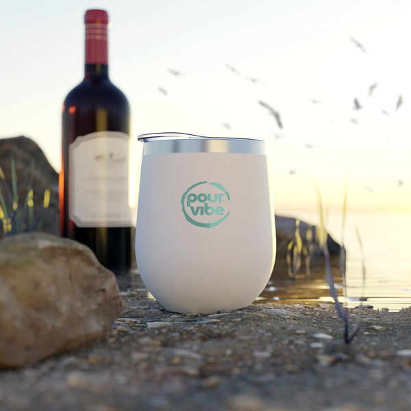 Stylish Durable & Insulated Stainless Steel Tumbler Cup, BPA-Free, Double-Wall Copper Vacuum, Hot & Cold Drinks, Wine, Cocktails, Coffee, PourVibe Acqua